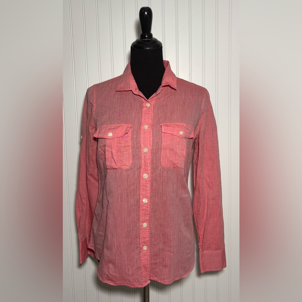 J Crew The Perfect Shop Shirt Red Button Down Size Small Preppy Cabincore